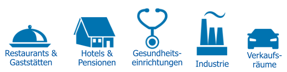 Restaurants & Gaststätten Hotels &Pensionen Gesundheits-einrichtungen Industrie Verkaufs-räume